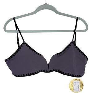 KOA Swim Reversible Cabana Bikini Top Size Large Black Resort Beach Preppy Swim